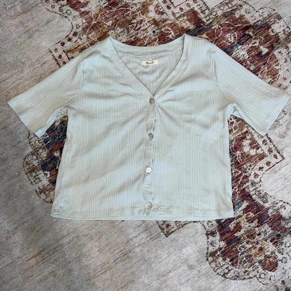 Madewell New Pointelle Cardigan Ashen Sage Size Large - Picture 4 of 8